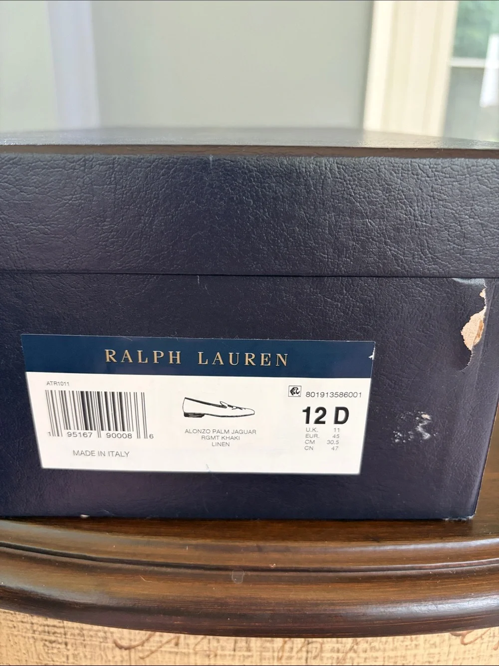 Men’s Ralph Lauren Purple Label Embroidered Alonzo Palm Jaguar Shoes NIB Linen